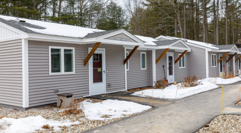 affordable housing complex in Maine with snow on the ground